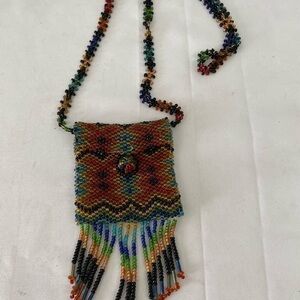 Hand Crafted Small Bead Purse Necklace (FI)